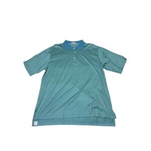 Peter Millar Mens Striped Polo Shirt Teal Green Short Sleeve Golf Top XL